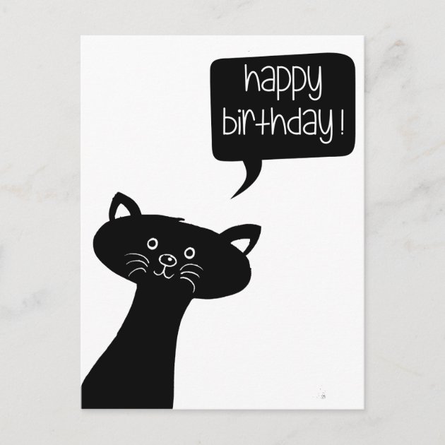 Cute Black Cat - Happy Birthday Postcard
